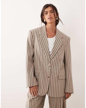 ARRANGE Blazer Monopetto Oversize Color Cioccolato A Righe - Marrone