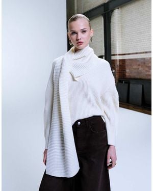 Mango Scarf Detail Jumper - White
