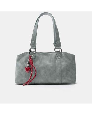 Pull&Bear Soft Washed Tote Bag With Charm - Grey