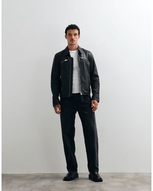 AllSaints Verdi Zip Through Lambs Leather Jacket - Black