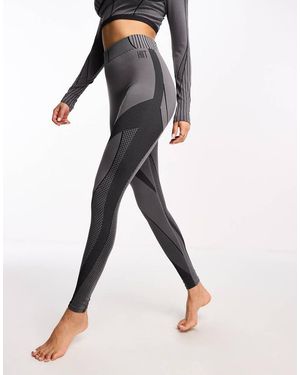 HIIT Leggings A Vita Alta Senza Cuciture A Coste Con Pannelli A Contrasto - Nero