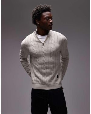 Paul Smith Paul Smith Quarter Zip Cable Knit Jumper - Grey