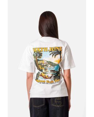 Sixth June T-Shirt Met Kustprint Op De Achterkant En Korte Mouwen - Wit
