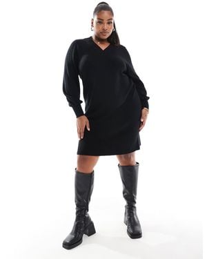 ONLY V-Neck Knitted Mini Dress - Black