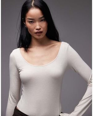 & Other Stories Long Sleeve Jersey Body With Soft Binding - Grey
