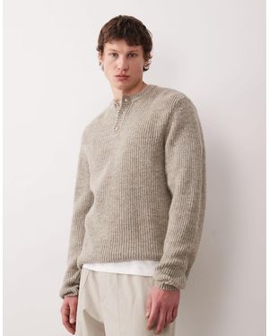 ASOS – relaxed-fit-henley-oberteil aus strick - Grau