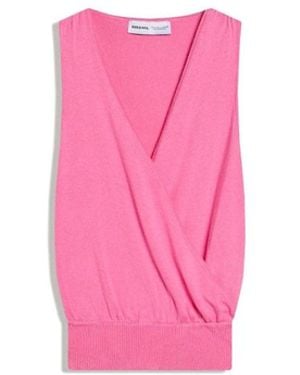 Bershka Wrap Top With Cummerbund - Pink