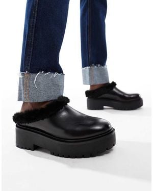 OFF THE HOOK 'Hadley' Slip-On Loafer With Fur Leather Shoes - Black