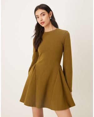 ASOS Supersoft Long Sleeve Godet Mini Dress - Green