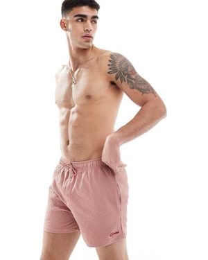 River Island Seersucker Swim Trunks - Pink