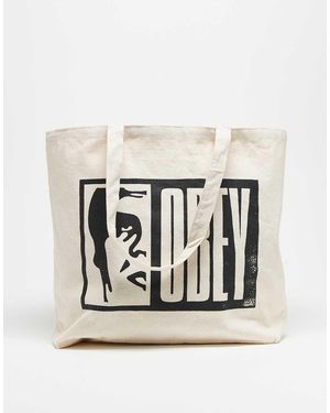 Obey Bolso Tote Con Estampado Gráfico De Logo Half Icon De - Neutro