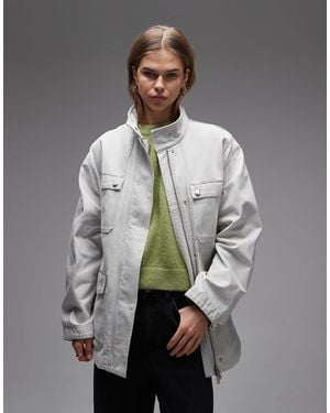 ARKET Denim Workwear Funnel Neck Overshirt - Gray