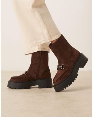 ASOS April Chunky Loafer Ankle Boots - Brown