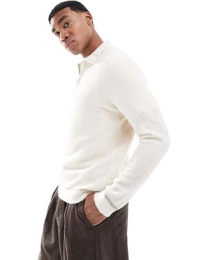 New Look Maglione Stile Polo Color Crema Testurizzato - Bianco