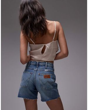 Wrangler 5inch Cowboy Shorts With Distressed Hem - Blue