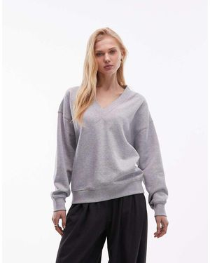 ARKET Sudadera Jaspeado Extragrande Con Cuello De Pico De Algodón Puro De - Gris
