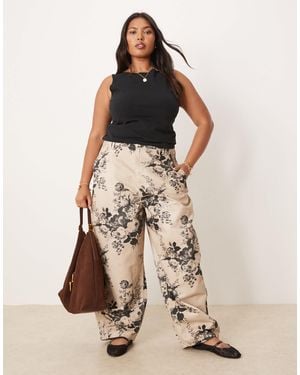ASOS Curve Barrel Leg Pants - Brown