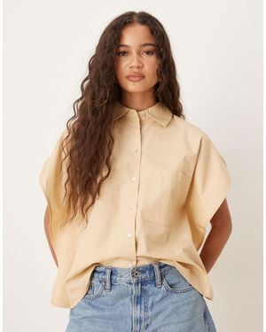 Mango Chemise oversize à manches courtes - fauve - Bleu