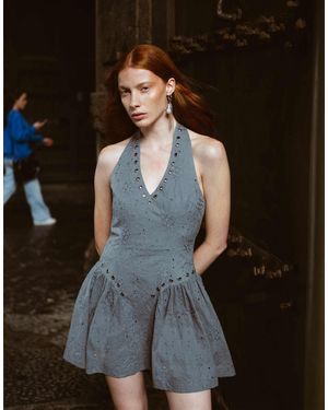 Muse Assembly Jules Eyelet Halter Mini Dress - Black