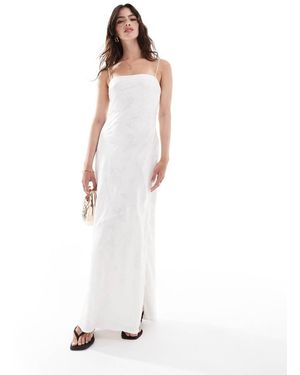 Abercrombie & Fitch Satijnen Maxi-Jurk Van Jacquard Met Print - Wit