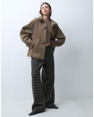 ARKET Funnel Neck Short Wool Coat - Brown