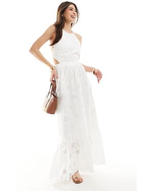 Stradivarius Halter Neck Lace Dress - White