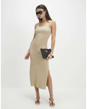 River Island Knitted Ribbed Midi Dress - Natural