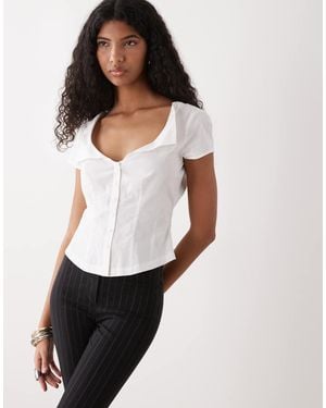 Collusion Fitted Scoop Neck Shirt - White