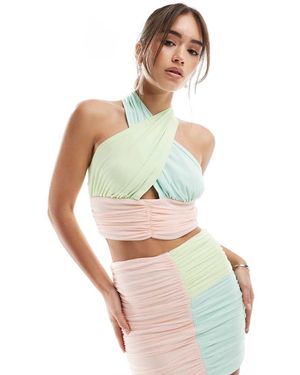 Collective The Label Cross Over Halterneck Top - Multicolour