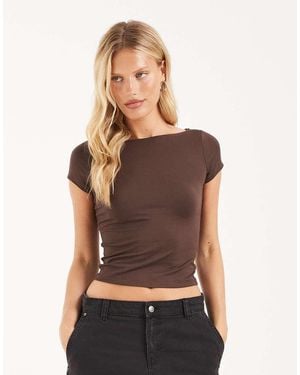 Hollister Seamless Slash Neck Top - Brown