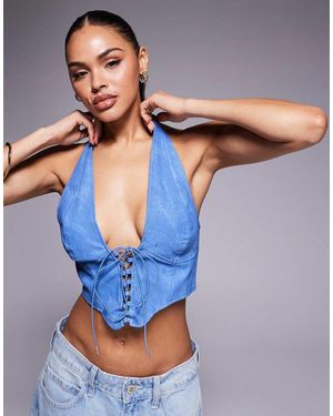 AFRM Ingrid Co-ord Lace Up Corset Top - Blue
