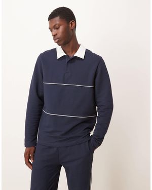 ASOS – rugby-polohemd aus piqué - Blau