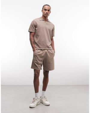 ASOS Relaxed Knitted Co-ord Shorts - Natural