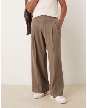 ASOS Loose Leg Suit Pants - Natural