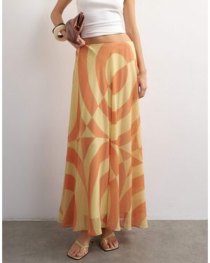 TOPSHOP Sheer Full Circle Chiffon Midi Skirt - Multicolor