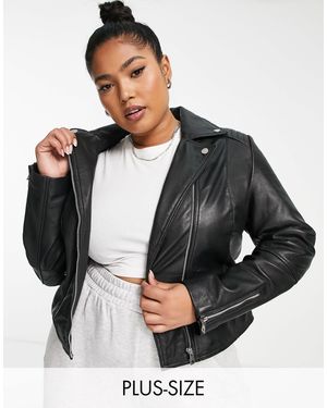 Barneys Originals Barney's Originals Plus Belina Leather Biker Jacket - Black