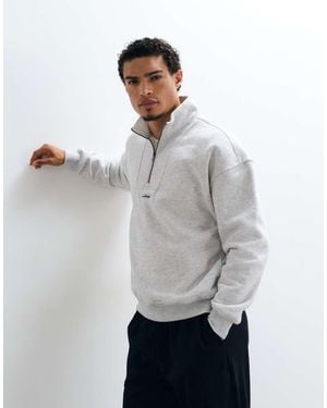Hollister Surf Logo 1/4 Zip Sweatshirt - Grey