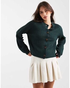 Vero Moda Cardigan A Coste Spesse Pino Con Scollo Rotondo - Blu