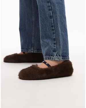 ARKET – flache mary-jane-ballerinas aus kunstpelz - Blau