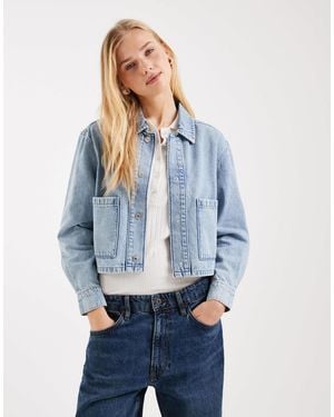 Mango – teen – kastige jeansjacke aus 100% baumwolle - Blau
