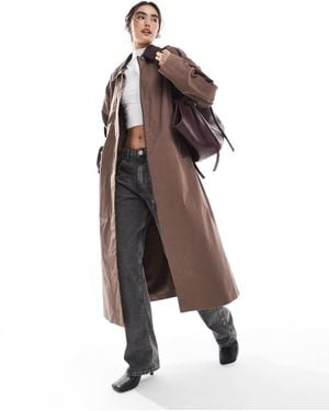 ASOS Cord Collar Trench Coat - Brown