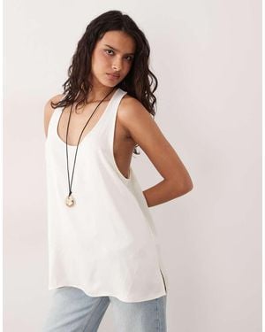 ARKET Satin Vest Top With Racer Back - Grey