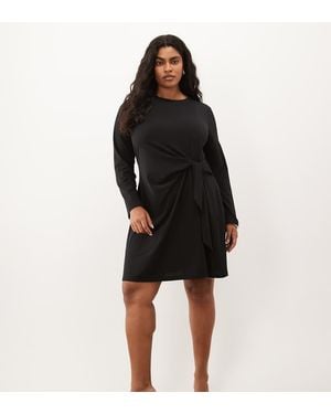 Vero Moda Vestito Midi A Maniche Lunghe Con Dettaglio Annodato - Nero