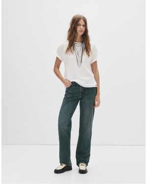 Pull&Bear Mid Waist Straigh -leg Jeans - White