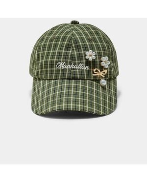 Stradivarius Cappellino A Quadri Con Spille - Verde