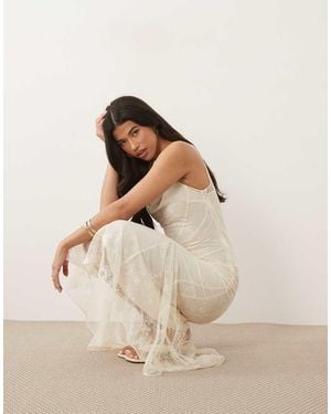 Forever New Panelled Cowl Neck Lace Maxi Dress - Natural