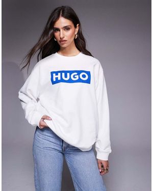 HUGO Sudadera Blanca Clásica Con Cuello Redondo De - Azul