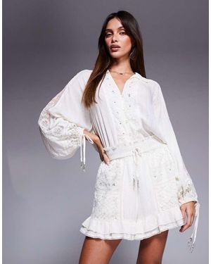 River Island Kanten Short Met Versiering - Wit