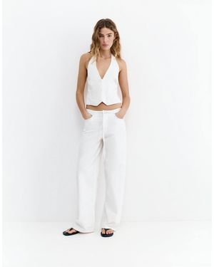Pull&Bear – baggy-jeans - Weiß