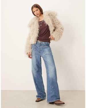 Free People Moonlight Faux Fur Jacket - Blue